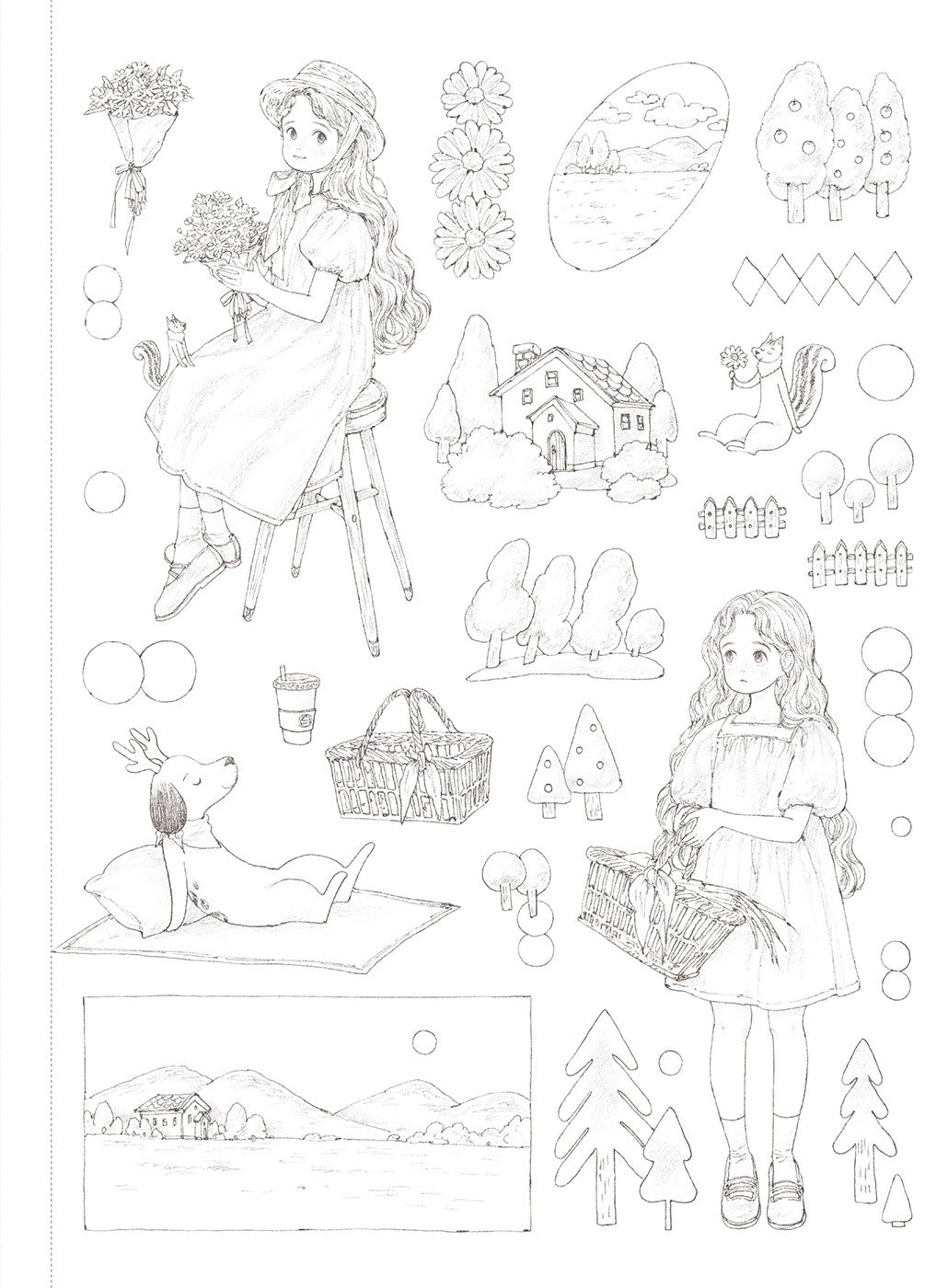 Appol's Four Seasons Coloring Book by Aeppol Picture walk with a forest girl