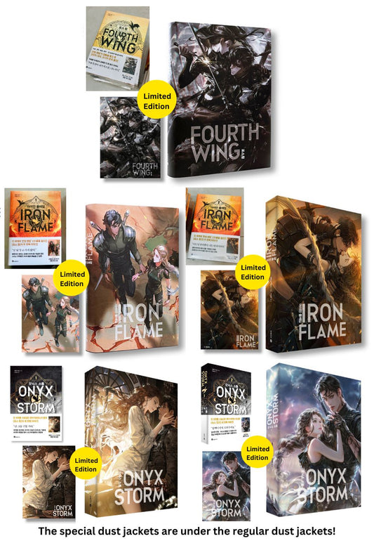 Fourth Wing, Iron Flame Part 1-2, Onyx Storm Part 1-2, Korean, 5 Book Set, All Special Board & Special Dust Jackets
