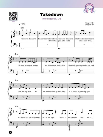 K-Pop Demon Hunters Piano Collection, Piano Sheet Music Book, 케이팝 데몬 헌터스 피아노 연주곡집