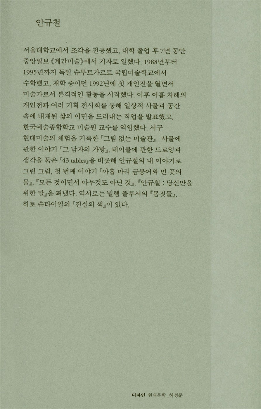Korean books, Art Essay, The back of things : Ahn Kyu-chul's picture drawn with my story, the second story